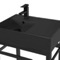 Modern Matte Black Ceramic Console Sink and Matte Black Base, 24